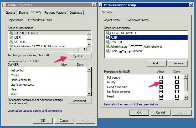 iis7 iusr permissions