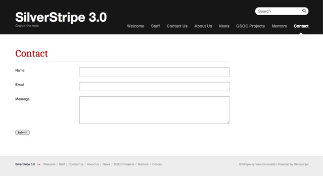 a form with three text fields ("name", "email", and "message") and a submit button