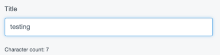 a text field with some text in it, and a character count showing "characters count: 7"